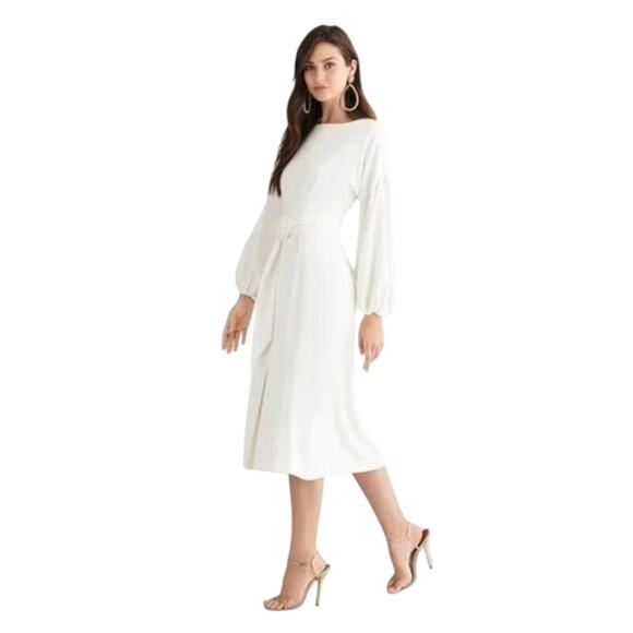 SACHIN + BABI Dress Size 18 / 18W Evening Gown NEW Annie Ivory Knee Length Sash - Picture 6 of 13